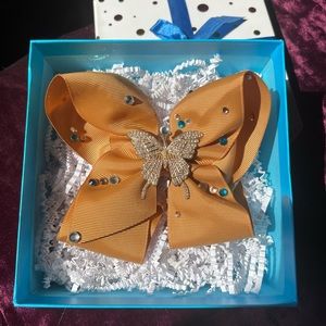 Handmade 6 inch Caramel Ribbon Hair Bow with Alligator Clip